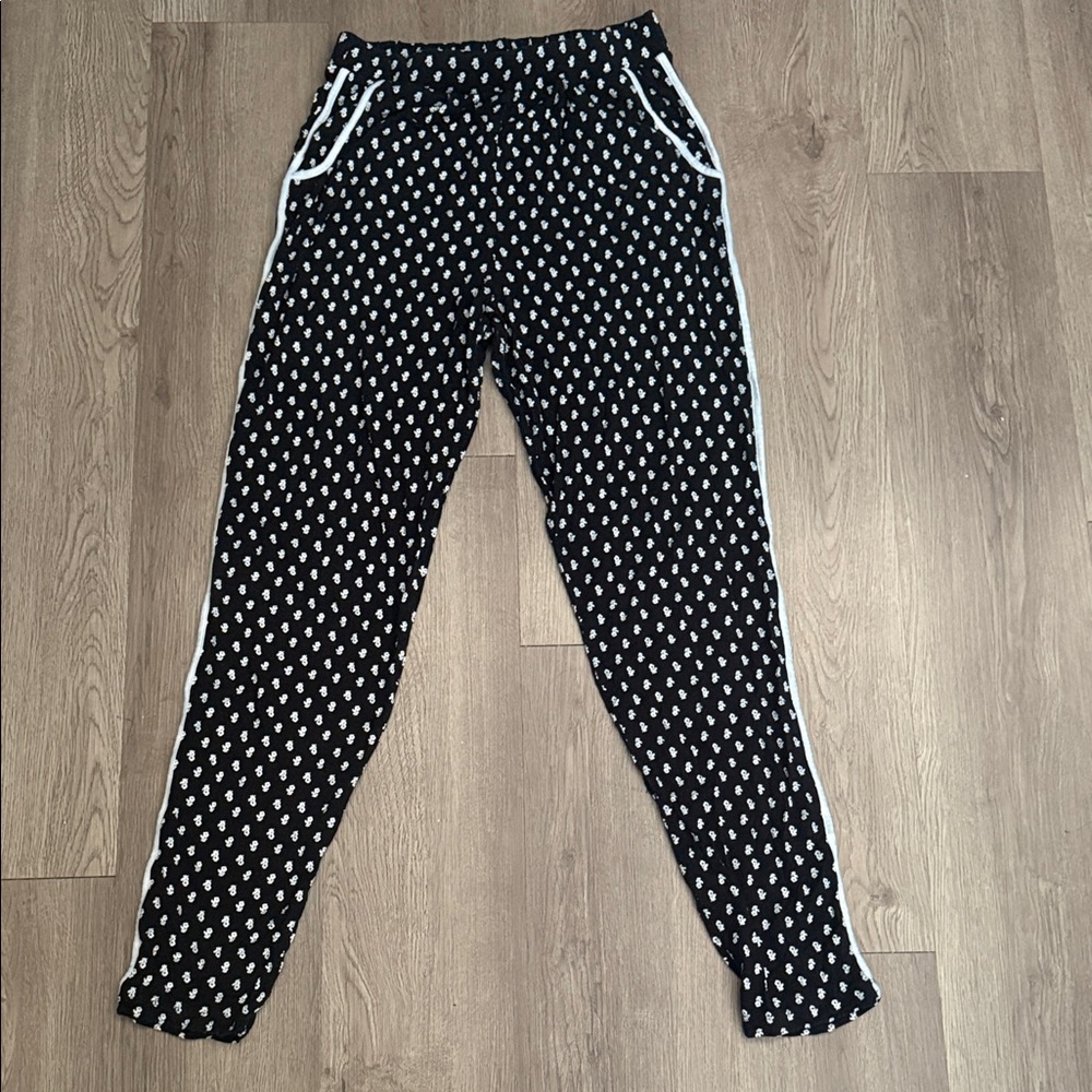 ASOS Black Pants with White Floral Motif